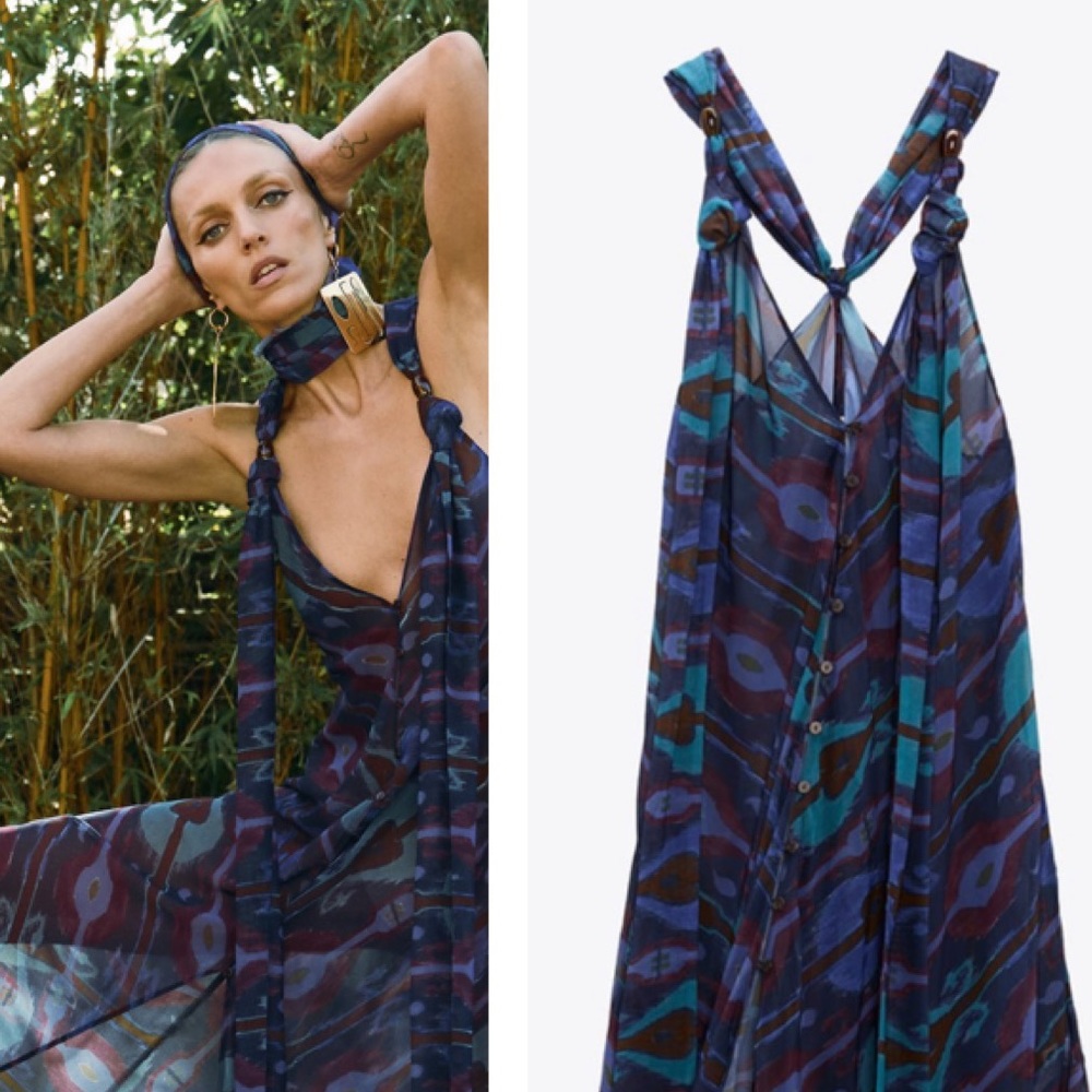 NWT_ZARA PRINTED DRESS LIMITED EDITION MULTICOLORED  M-L
